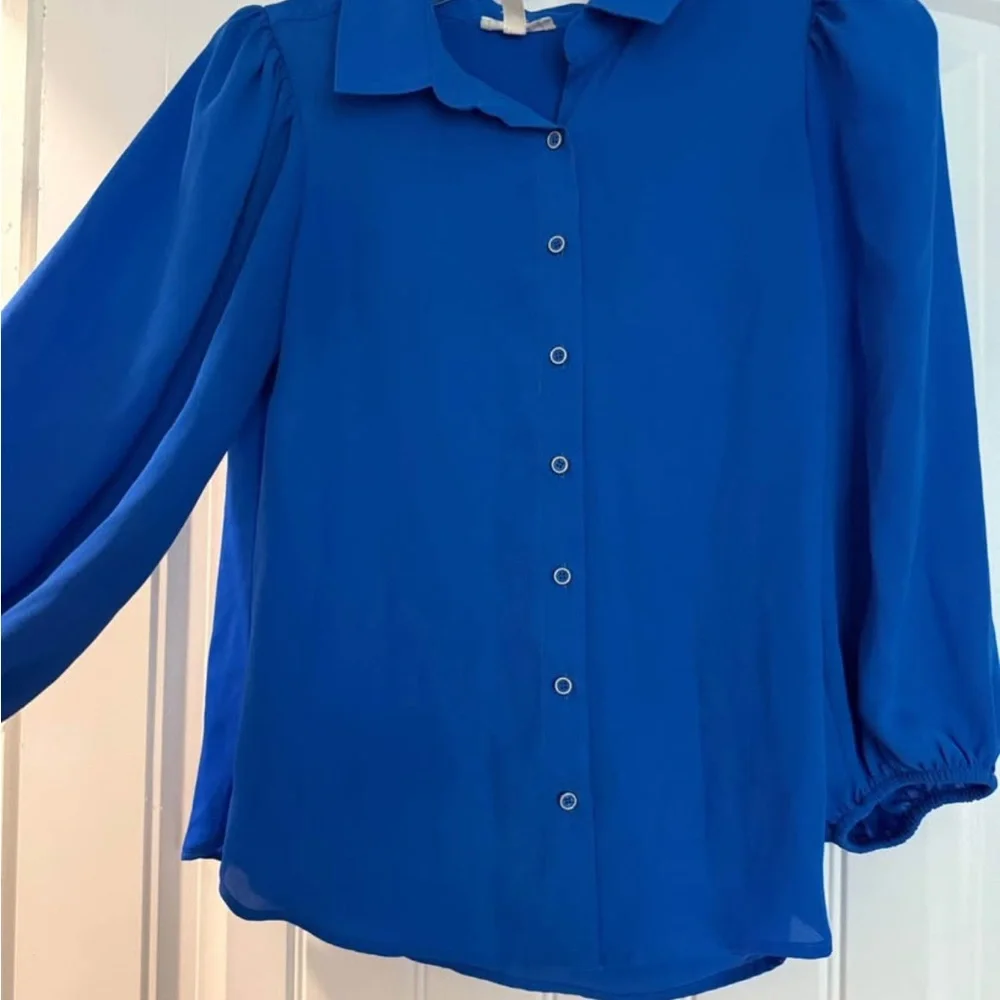 Riley & Rae Blue Button-Up Blouse - Picture 1 of 1